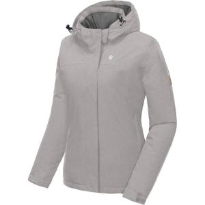 imageLittle Donkey Andy Womens Waterproof Ski Snowboarding Jacket Windproof Warm Coat with Detachable HoodMoonbeam Heather