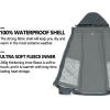 imageLittle Donkey Andy Mens 3 in 1 Winter Ski Jacket Warm Fleece Liner Jacket Waterproof Windproof Snow Coat ampamp Detachable HoodGreyGrey