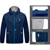 imageLittle Donkey Andy Mens Cycling Stretch Rain Jacket with Hood Windproof and Waterproof Ultralight WindbreakerPackableUpgradenavy