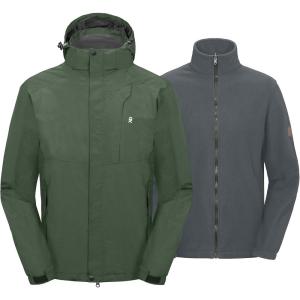 imageLittle Donkey Andy Mens 3 in 1 Winter Ski Jacket Warm Fleece Liner Jacket Waterproof Windproof Snow Coat ampamp Detachable HoodArmy Green