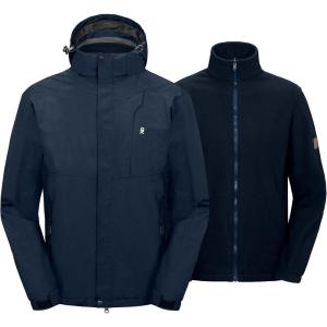 imageLittle Donkey Andy Mens 3 in 1 Winter Ski Jacket Warm Fleece Liner Jacket Waterproof Windproof Snow Coat ampamp Detachable HoodBlueBlue