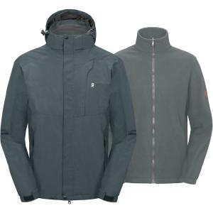 imageLittle Donkey Andy Mens 3 in 1 Winter Ski Jacket Warm Fleece Liner Jacket Waterproof Windproof Snow Coat ampamp Detachable HoodGreyGrey