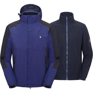 imageLittle Donkey Andy Mens 3 in 1 Winter Ski Jacket Warm Fleece Liner Jacket Waterproof Windproof Snow Coat ampamp Detachable HoodNavyBlack