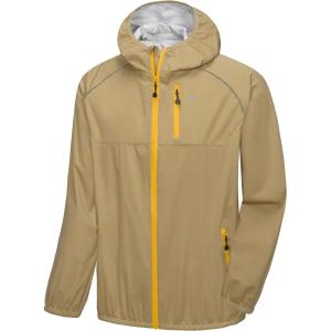 imageLittle Donkey Andy Mens Cycling Stretch Rain Jacket with Hood Windproof and Waterproof Ultralight WindbreakerPackableUpgradekhaki