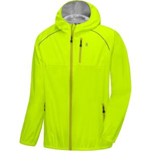 imageLittle Donkey Andy Mens Cycling Stretch Rain Jacket with Hood Windproof and Waterproof Ultralight WindbreakerPackableUpgradeyellow
