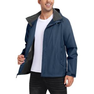 imageLittle Donkey Andy Mens Highperformance Waterproof Rain Jacket Ultra Lightweight Rain Shell for HikingGolfTravelA12black Blue