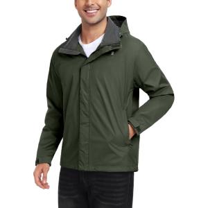 imageLittle Donkey Andy Mens Highperformance Waterproof Rain Jacket Ultra Lightweight Rain Shell for HikingGolfTravelA5military Olive