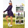 imageLittle Donkey Andy Womens Golf Hoodie Jacket with Pleated Tennis Skirt Hem Full Zip Sun Protection Running Athletic JacketsPurple