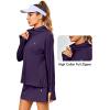 imageLittle Donkey Andy Womens Golf Hoodie Jacket with Pleated Tennis Skirt Hem Full Zip Sun Protection Running Athletic JacketsPurple