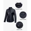 imageLittle Donkey Andy Womens Leather Jacket Long Sleeve Waterproof Stretch Faux Leather Jacket for Women Outwear CasualDark Blue