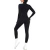 imageLittle Donkey Andy Womens Long Sleeve Ribbed Jumpsuit Zip Up Front Workout Bodycon Romper ThumbholeMysterious Black