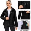 imageLittle Donkey Andy Womens Waterproof Rain jacket with Hood Lightweight Windbreaker Raincoat Shell for Camping HikingBlack