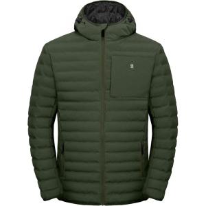 imageLittle Donkey Andy Mens Warm Waterproof Puffer Jacket Hooded Windproof Winter Coat with Recycled InsulationUpgradeddark Green