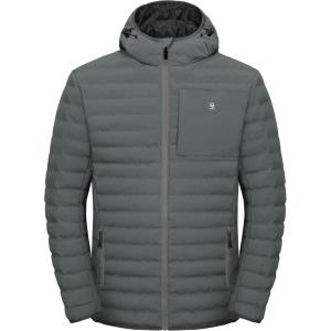imageLittle Donkey Andy Mens Warm Waterproof Puffer Jacket Hooded Windproof Winter Coat with Recycled InsulationUpgradedgrey