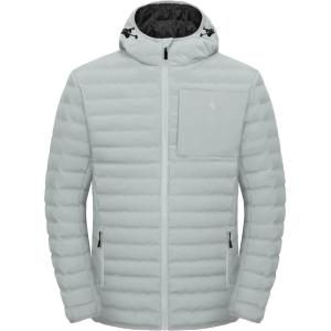 imageLittle Donkey Andy Mens Warm Waterproof Puffer Jacket Hooded Windproof Winter Coat with Recycled InsulationUpgradedlight Grey