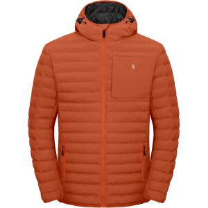 imageLittle Donkey Andy Mens Warm Waterproof Puffer Jacket Hooded Windproof Winter Coat with Recycled InsulationUpgradedorange