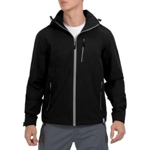 imageLittle Donkey Andy Mens Waterproof Rain Jacket Breathable Windbreaker Outdoor Rain Coat with Detachable HoodBlack