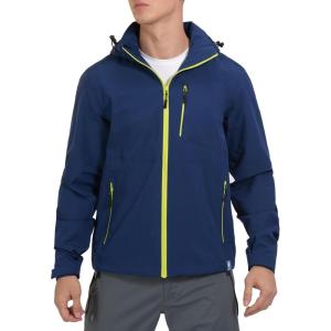imageLittle Donkey Andy Mens Waterproof Rain Jacket Breathable Windbreaker Outdoor Rain Coat with Detachable HoodBlue