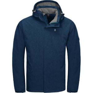 imageLittle Donkey Andy Mens Waterproof Ski Snowboarding Jacket Windproof Warm Coat with Detachable HoodBlue Heather