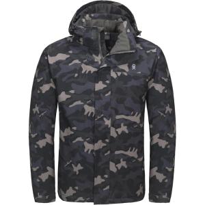 imageLittle Donkey Andy Mens Waterproof Ski Snowboarding Jacket Windproof Warm Coat with Detachable HoodCamo Grey