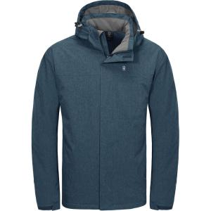 imageLittle Donkey Andy Mens Waterproof Ski Snowboarding Jacket Windproof Warm Coat with Detachable HoodFaience Heather