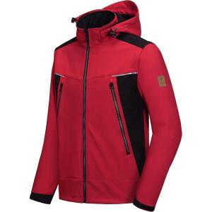 imageLittle Donkey Andy Mens Waterproof Softshell Jacket with Detachable Sleeves and Hood Fleece Mountain Ski Snow Rain CoatRed