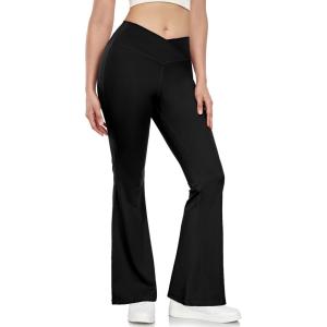 imageLittle Donkey Andy Womens Flare Leggings Cross HighWaisted Yoga Pants Athletic Casual Length PantsBlack