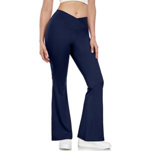 imageLittle Donkey Andy Womens Flare Leggings Cross HighWaisted Yoga Pants Athletic Casual Length PantsDark Blue