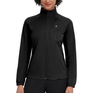 imageLittle Donkey Andy Womens Lightweight Softshell Jacket for Running Cycling Water Repellent Windbreaker with Zipper PocketsBlack