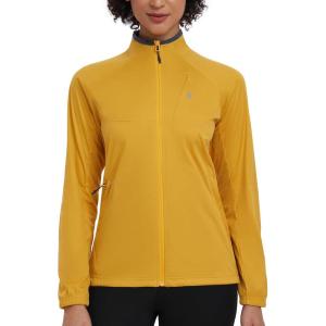 imageLittle Donkey Andy Womens Lightweight Softshell Jacket for Running Cycling Water Repellent Windbreaker with Zipper PocketsTurmeric