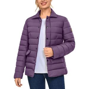 imageLittle Donkey Andy Womens Warm Windproof Puffer Jacket Lightweight Breathable Jacket Winter LongSleeve Insulated CoatViolet