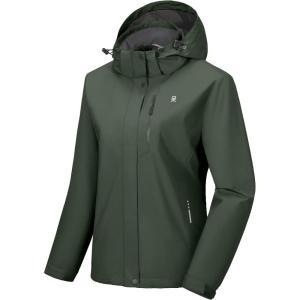 imageLittle Donkey Andy Womens Waterproof Rain Jacket Lightweight Hooded Raincoat for Travel Hiking GolfArmy Green