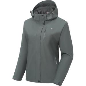 imageLittle Donkey Andy Womens Waterproof Rain Jacket Lightweight Hooded Raincoat for Travel Hiking GolfGray