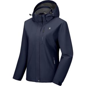 imageLittle Donkey Andy Womens Waterproof Rain Jacket Lightweight Hooded Raincoat for Travel Hiking GolfNavy