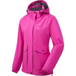 imageLittle Donkey Andy Womens Waterproof Rain jacket with Hood Lightweight Windbreaker Raincoat Shell for Camping HikingRose