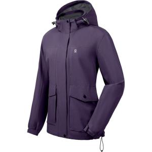 imageLittle Donkey Andy Womens Waterproof Rain jacket with Hood Lightweight Windbreaker Raincoat Shell for Camping HikingViolet