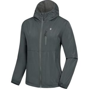 imageLittle Donkey Andy Womens Windbreaker Jacket with Hood Water Repellent Light Jacket for Women Wrinkle ReductionIron Grey