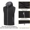 imageLittle Donkey Andy Mens Reversible Fleece Puffy Vest Warm Sleeveless Puffer Jacket with Removable Hood for Golfing HikingGrey