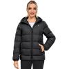 imageLittle Donkey Andy Womens Hooded Puffer Jacket FullZip Winter Lightweight Windproof Warm Quilted Coat with PocketsBlack