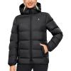 imageLittle Donkey Andy Womens Hooded Puffer Jacket FullZip Winter Lightweight Windproof Warm Quilted Coat with PocketsBlack