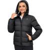 imageLittle Donkey Andy Womens Hooded Puffer Jacket FullZip Winter Lightweight Windproof Warm Quilted Coat with PocketsBlack