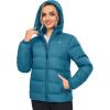 imageLittle Donkey Andy Womens Hooded Puffer Jacket FullZip Winter Lightweight Windproof Warm Quilted Coat with PocketsBlue