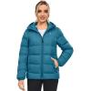 imageLittle Donkey Andy Womens Hooded Puffer Jacket FullZip Winter Lightweight Windproof Warm Quilted Coat with PocketsBlue