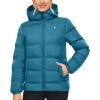 imageLittle Donkey Andy Womens Hooded Puffer Jacket FullZip Winter Lightweight Windproof Warm Quilted Coat with PocketsBlue