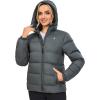 imageLittle Donkey Andy Womens Hooded Puffer Jacket FullZip Winter Lightweight Windproof Warm Quilted Coat with PocketsGrey