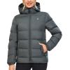imageLittle Donkey Andy Womens Hooded Puffer Jacket FullZip Winter Lightweight Windproof Warm Quilted Coat with PocketsGrey