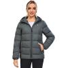 imageLittle Donkey Andy Womens Hooded Puffer Jacket FullZip Winter Lightweight Windproof Warm Quilted Coat with PocketsGrey