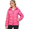 imageLittle Donkey Andy Womens Hooded Puffer Jacket FullZip Winter Lightweight Windproof Warm Quilted Coat with PocketsRose