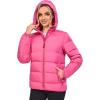 imageLittle Donkey Andy Womens Hooded Puffer Jacket FullZip Winter Lightweight Windproof Warm Quilted Coat with PocketsRose