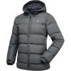 imageLittle Donkey Andy Womens Hooded Puffer Jacket FullZip Winter Lightweight Windproof Warm Quilted Coat with PocketsGrey
